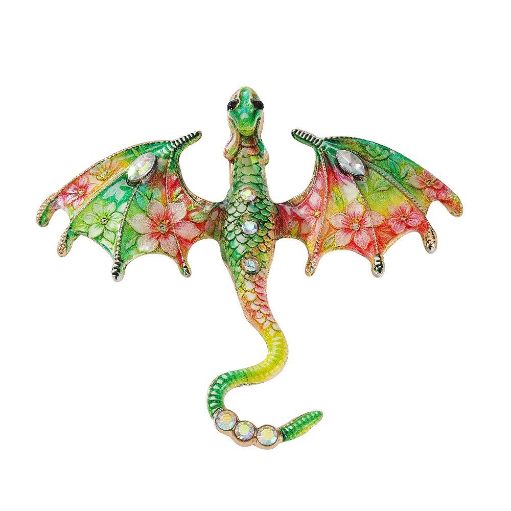 Zinc Zinc Zinc Alloy Crystal Wing Dragon Pin Colorful Rhinestone Animal Dragon Brooch Daily Wear