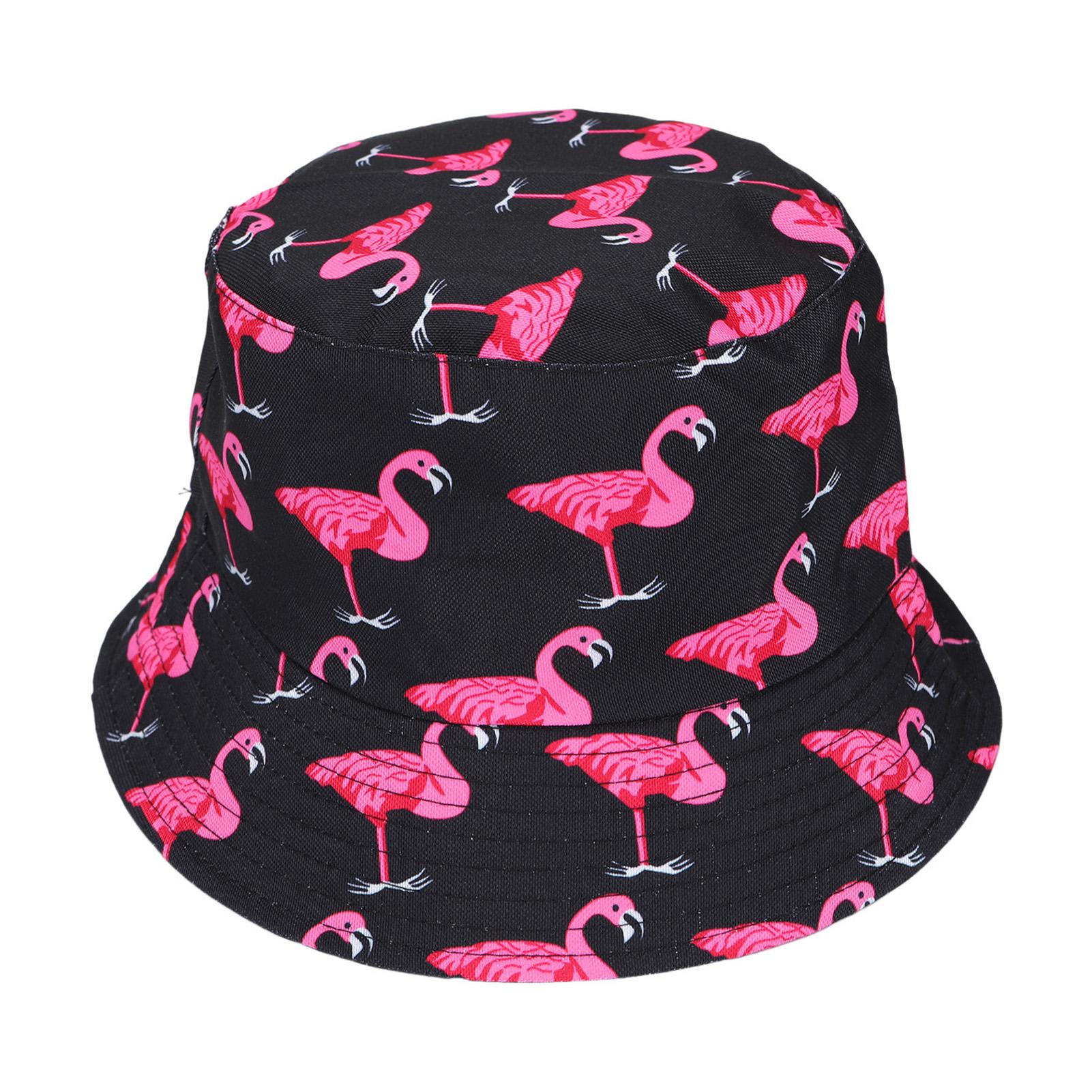 

Summer Bucket Hats Flamingos Printed Fashion Casual cap Unisex Outdoor Camping Breathable Hat circumference 56-58cm чорний
