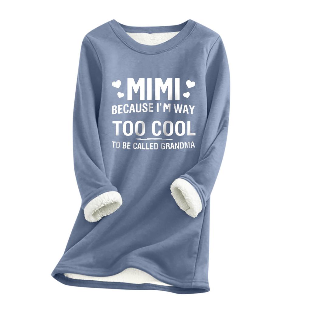 Kadın Yuvarlak Yaka Üst Harf Baskılı Kalınlaştırılmış Peluş Kaşmir Sıcak Uzun Üst