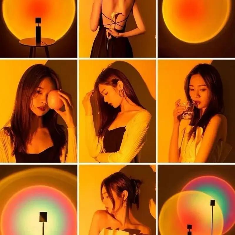 LED Sunset Lamp Projector USB Romantic Night Light Neon Atmosphere Lamp Home Decoration Photography Lights Room Decor