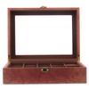 10-Slot Watch Box Glass Top Vintage Display Jewelry Storage Organizer Case Wood Density Board+Velvet Cloth Rosewood Grain