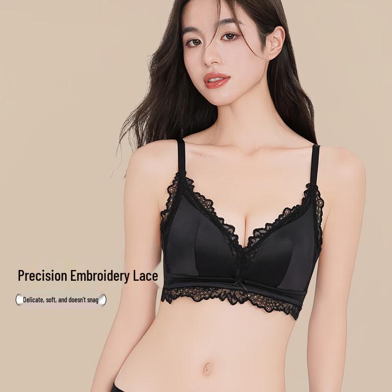 Oudifen Women's Seamless Lace Wireless Push-up Bra