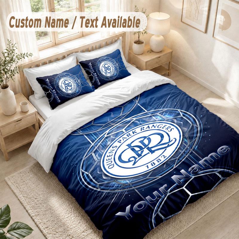 Custom Name Bedding Set 3 PiecesQueens Park Rangers FC Print Duvet Cover + 2 Pillowcases Soft Bed Decor