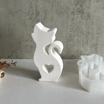 3D Aşk Kedi Silikon Mum Kalıpları Ayakta Duran Kedi El Sanatları Alçı Reçine Çimento Kalıbı DIY Kediler Şamdan Aromaterapi Alçı Kalıbı