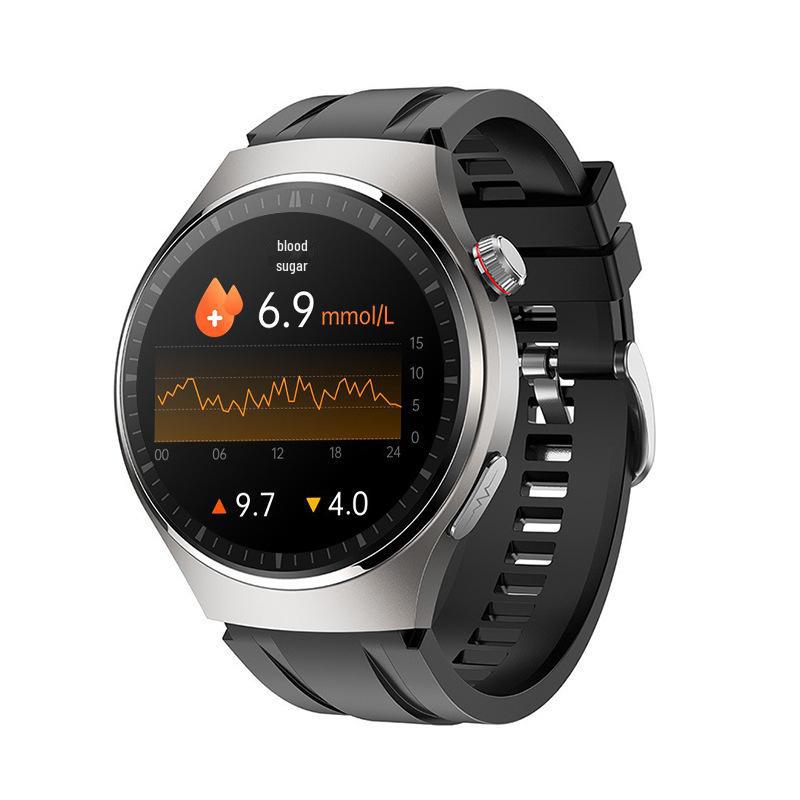 Accurate Non-Invasive Blood Sugar & Uric Acid Smartwatch: NFC, Bluetooth Calls, Heart Rate, Blood Pressure, O2 Monitoring.