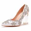 Hochzeitsschuhe Braut Transparente Pumps Weihnachten Abend Party Luxus Satin Seide 7 cm quadratische High Heels