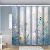 Dragonfly And Flowers Shower Curtain Waterproof Easy To Clean Privacy Protection Print Nature Garden Design Soft Blue Art