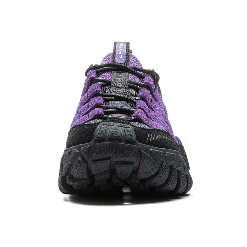 Li Ning Dune Retro Thick Sole Comfortable Shock Absorbing Non-Slip Wear-Resistant Breathable Low-Top Casual Shoes Women sneaker Black Purple AGCU436-2
