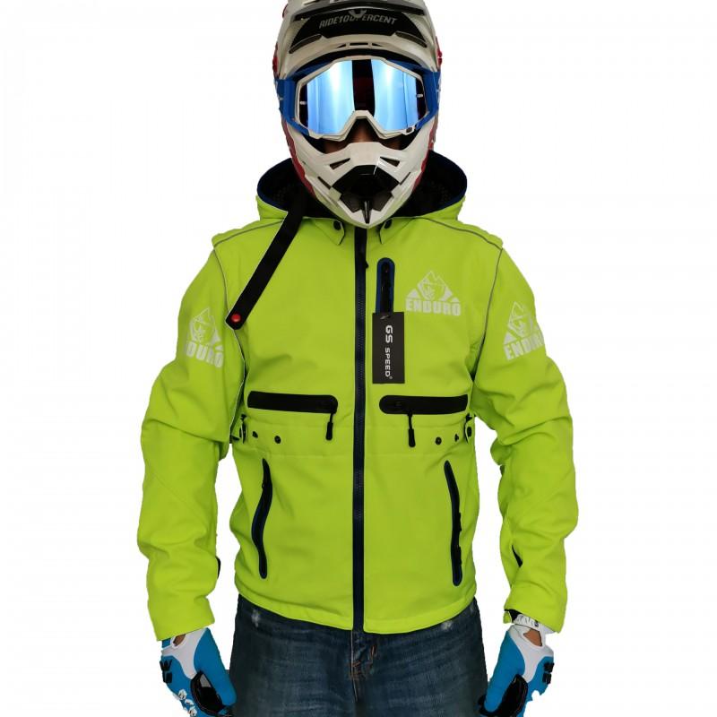 Conjunto de Chaleco y Chaqueta Softshell para Motociclista Hombre Resistente al Viento Impermeable Equipo de Touring Todoterreno Invierno