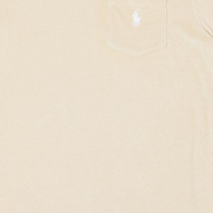 Polo Ralph Lauren Solid Logo Embroidered Towel Fabric Short Sleeve Polo Shirt Men Tops Beige 710937319-002