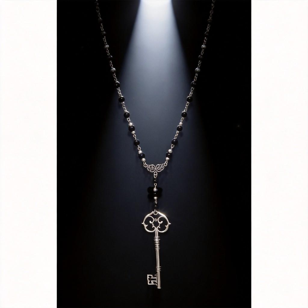 Gothic Key Pendant Necklace For Women With Geometric Alloy Design For Bohemian Style Fashion