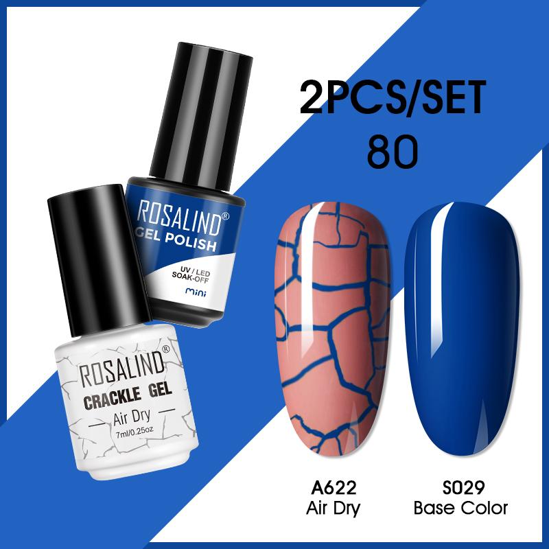 ROSALIND Cracked Gel Nail and Polish Nail Gel Kit Nail Varnish Hybrid Crackle Manicure Art UV Gel Semi Permanent 2PCS