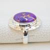 Purple Copper Turquoise Sterling Silver Ring, Hammered Design, December Birthstone