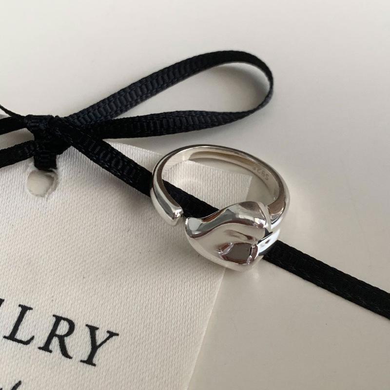 Women s Geometric Square Zircon Adjustable Heart Ring - Sweet  Cool Stackable Index Finger Accessory. Open Adjustable