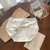 Women's Spring and Summer Sweet Printed Pure Cotton 10A Antibacterial Extension Cotton File Middle Waist Briefs