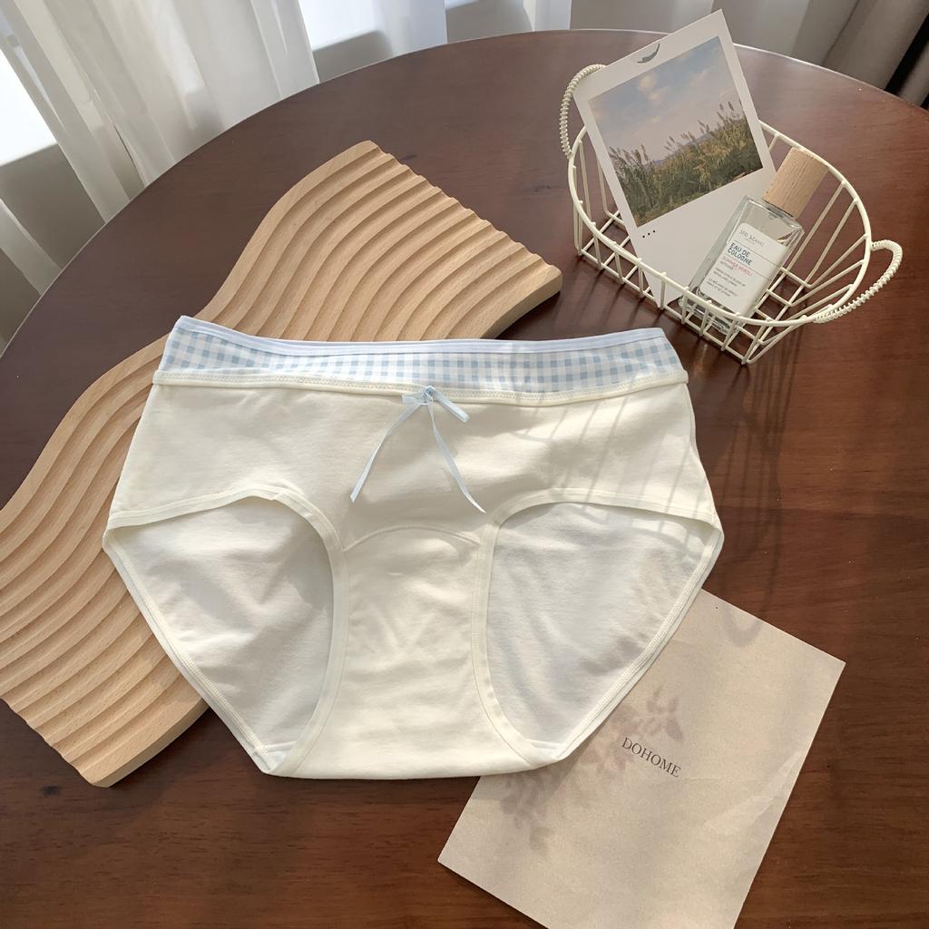 Women's Spring and Summer Sweet Printed Pure Cotton 10A Antibacterial Extension Cotton File Middle Waist Briefs