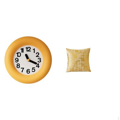 Silent Contemporary Wall Clock And Elegant Throw Pillow Cover for Modern Kitchen Dining Room Bedroom