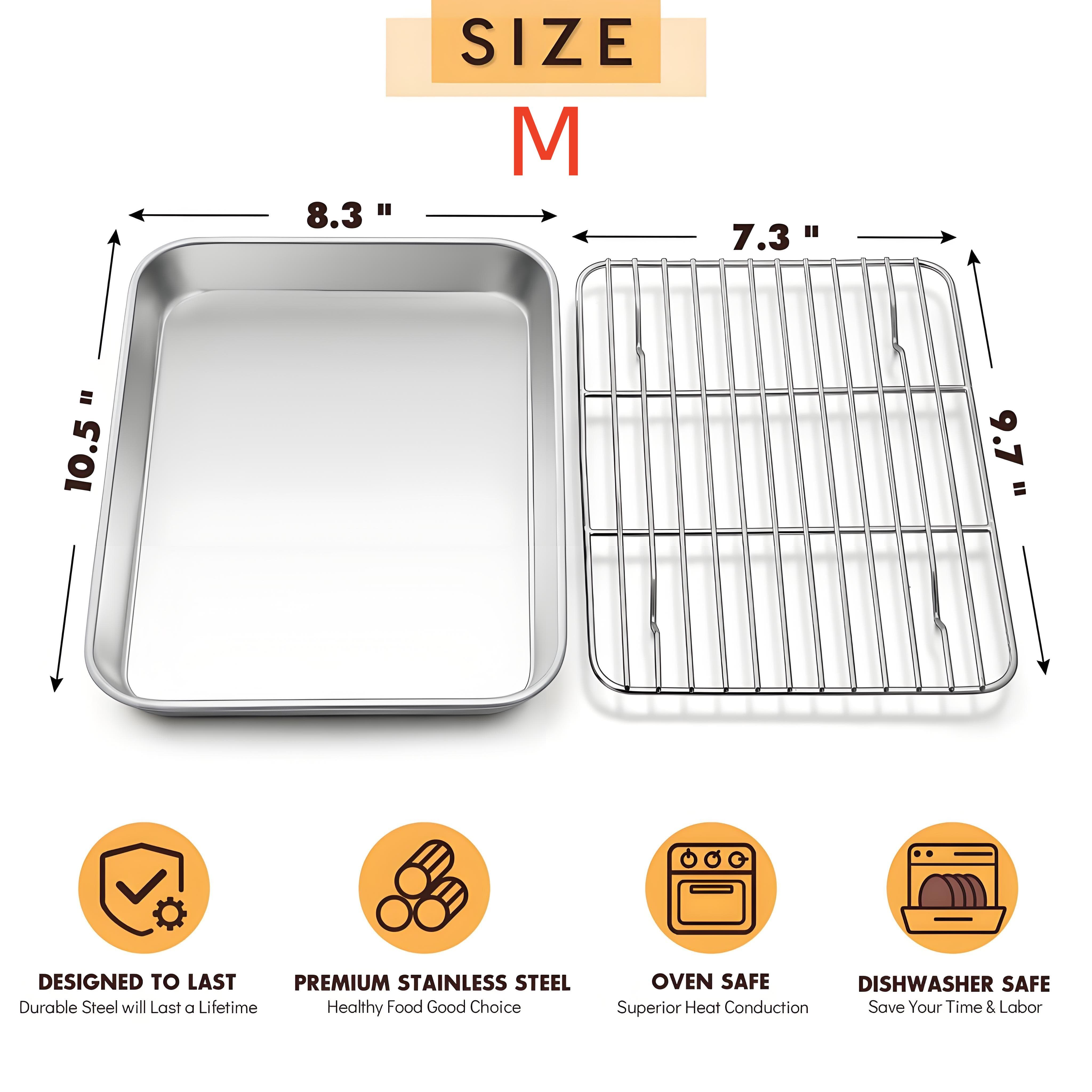 

Набор противней для печенья из нержавеющей стали и решетки для охлаждения | Противень половинного размера Сверхпрочный | Можно мыть в посудомоечной машине и не ржавеет для домашних пекарей