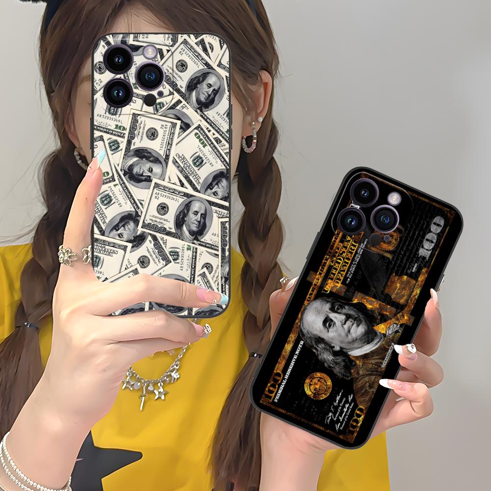 USD Dollar Printed Phone Case for iPhone 17 16 15 14 13 12 11 X XR XS 8 7 Air Pro Max Plus Mini Soft TPU Shockproof Cover