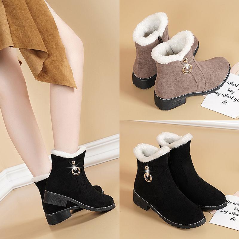 Boots Women Thick Bottom Shoes Women Winter Padded Frosted Short Boots Women Flat Slope Heel Soft Bottom Women's Boots