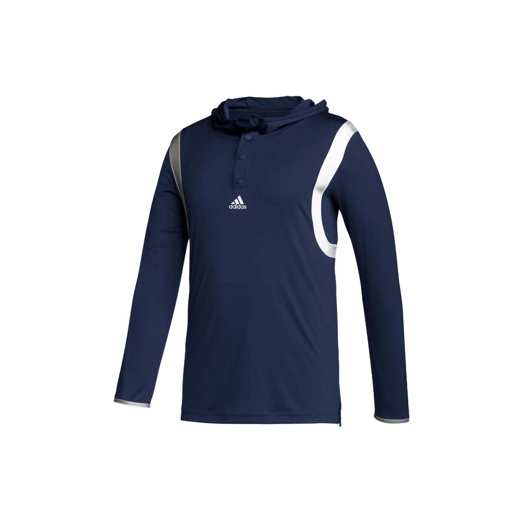 Adidas Solid Color Logo Stripe Print Hoodie Pullover Long Sleeve Sweatshirt Unisex Tops Navy HF6648