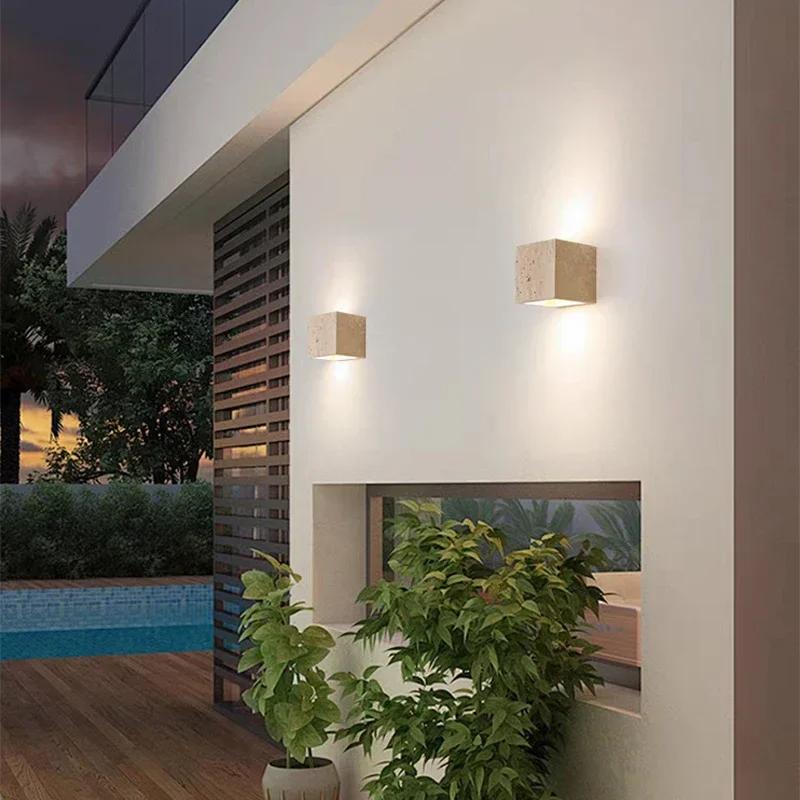 Modern LED Wall Lamp Outdoor Garden Courtyard Waterproof Wall Light Marble Corridor Indoor Bedroom Bedside Decoration Wall Light