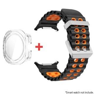 Glass+Case+Band For Samsung Galaxy Watch Ultra Strap 47mm Sport silicone Bracelet for Galaxy Watch Ultra 7 47 Strap Accessories