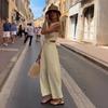  American Women's Clothing 2025 Summer New Solid Color Satin Sleeveless Hollow Waist Casual Dress