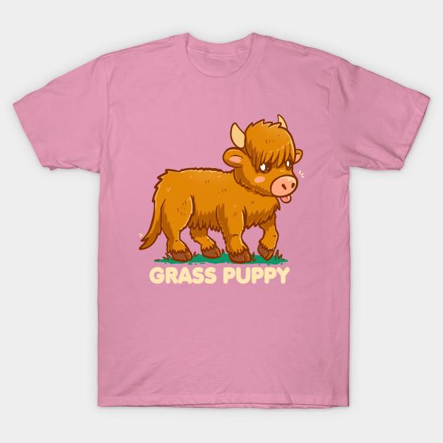 T Shirt Women Grass Puppy Scottish Highland Cow Harajuku Print Kawaii Tshirt Summer Short Sleeve Female T-Shirt Top Tee