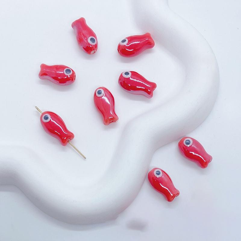 10Pcs Little Fish Ceramic Beads Diy Necklace Earrings Jewelry Accessories Pendants Loose Beads For Crafting