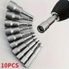 10pcs 6mm-15mm Impact Socket Magnetic Nut, Screwdriver 1/4 Hex Key Set Drill Bit Adapter For Power Drills, Impact Drivers Socket Kit
