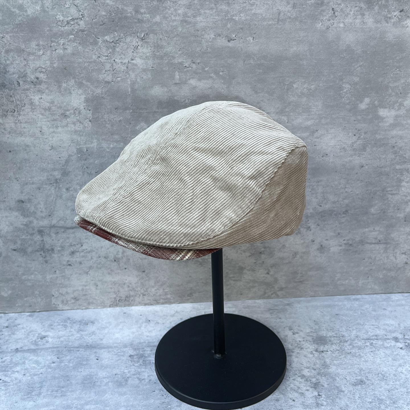 Вельветовая клетчатая ретро британского стиля кепка-восьмиклинка женская для покупок универсальная кепка для лица M（56-58cm）