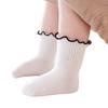 1 Pair Baby Girls Scallop Top Socks Spring Autumn Mid-Calf Princess Socks Sweat-absorbent Cute Cotton Socks for Toddlers
