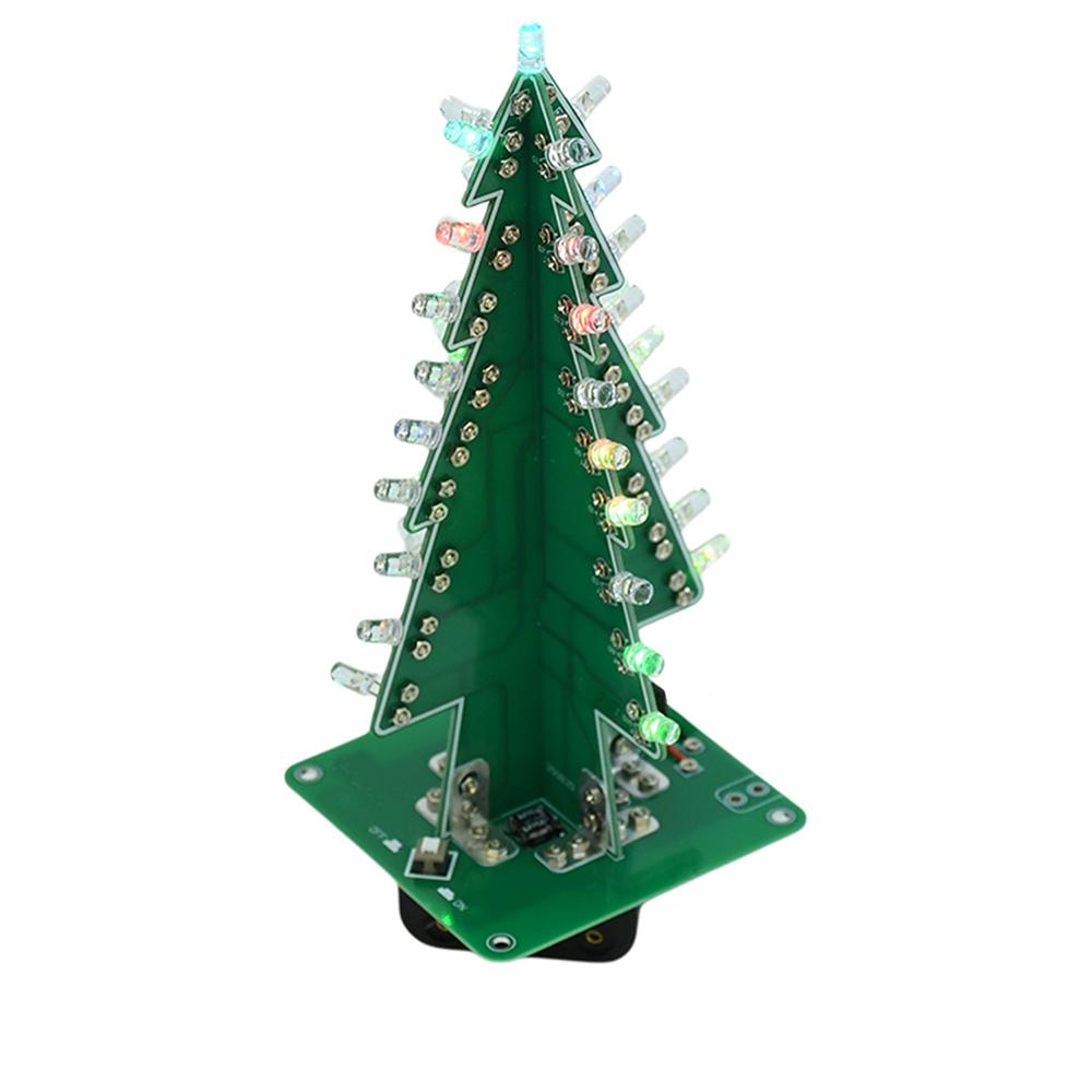 DC 4.5-5V 3D Christmas Tree LED DIY Kit Red/Green/Yellow LED Flash Circuit Kit Electronic Fun Suite Christmas Festival Decor