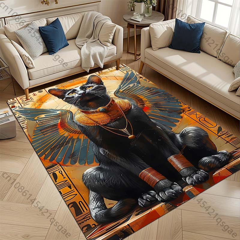 1PC Egyptian Black Cat Pattern Rug Carpets Bedroom Living Room Bathroom Mat Creative Door Mat Cloakroom Home Decor Area Rug