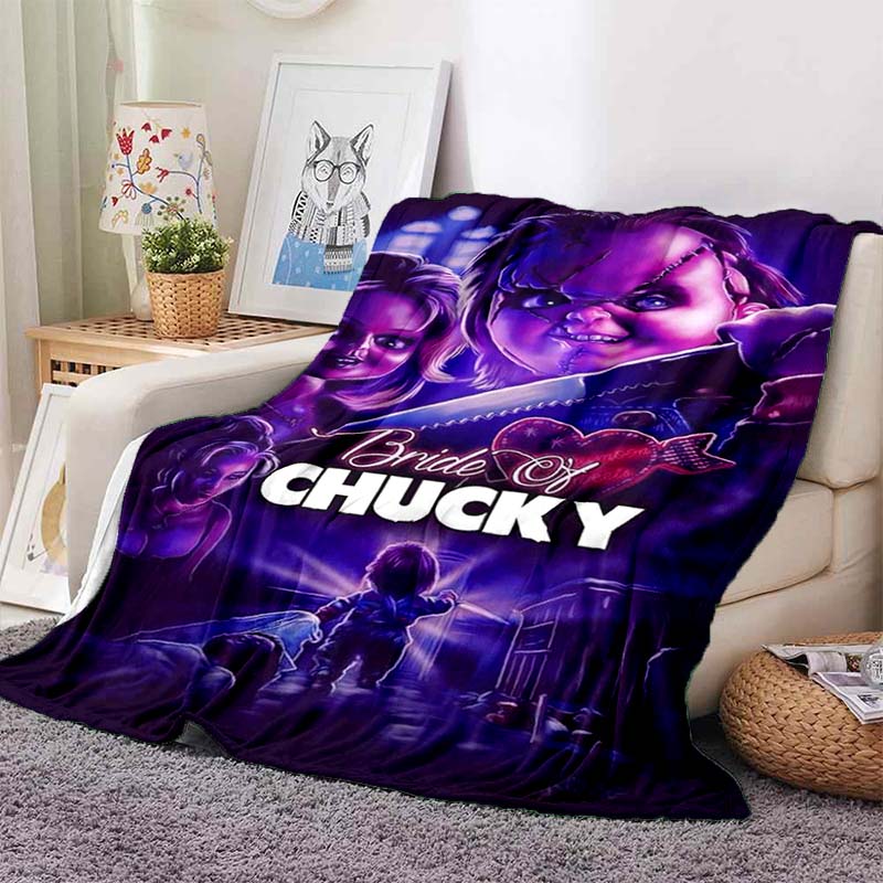 Chucky Child's Play Horror Movie Print Flannel Blanket Cozy Warm Throw Bedroom Sofa Birthday Present Indoor Home Holiday Decor