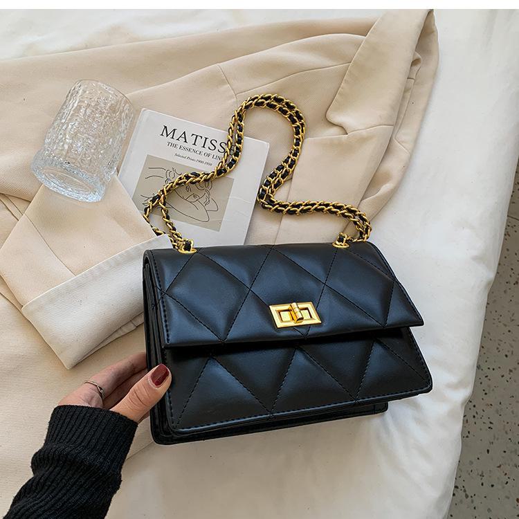 

2025 Осень/Зима Трендовая женская сумка через плечо - Ретро Текстура, Модная сумка на цепочке через плечо чёрный