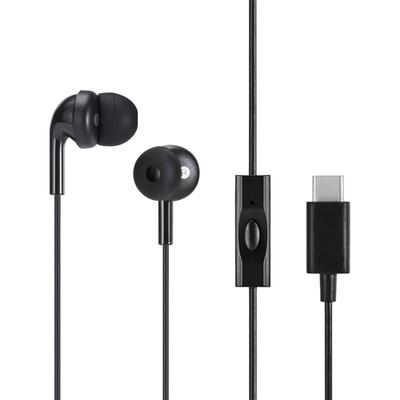 Amazon Basic Wired with One Size Fits Black Type-C Earphones, In-Ear, Mic, Eartips, 1.3m Cable, S/M/L Eartips, All,
