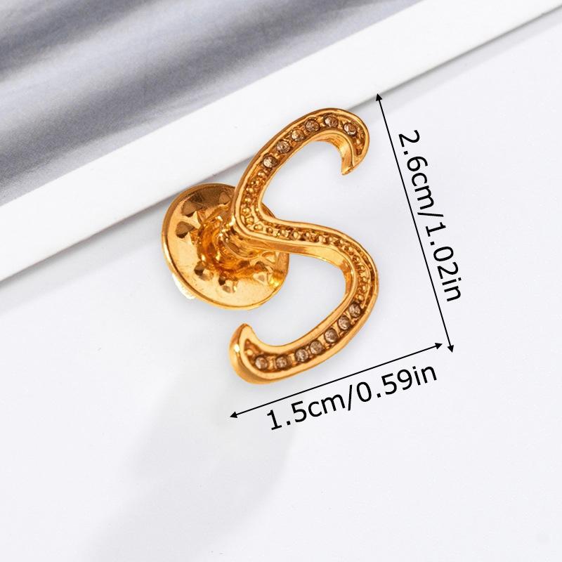 1PC Rhinestones Clothing Accessories Shirts Badge Gifts Lapel Pin Party Women's Brooches Dinner Letter Brooch Dress European A-Z