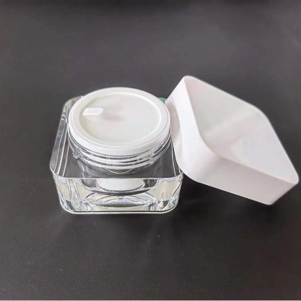 Round Corner Acrylic Cream Jar Set - Includes Square Bottle for Day/Night Cream and Eye Cream.