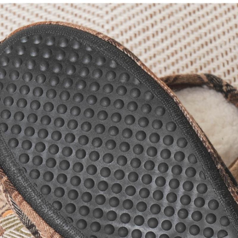 Daiso Plaid Embroidery Living Room Shoes 230 250 Mm Brown