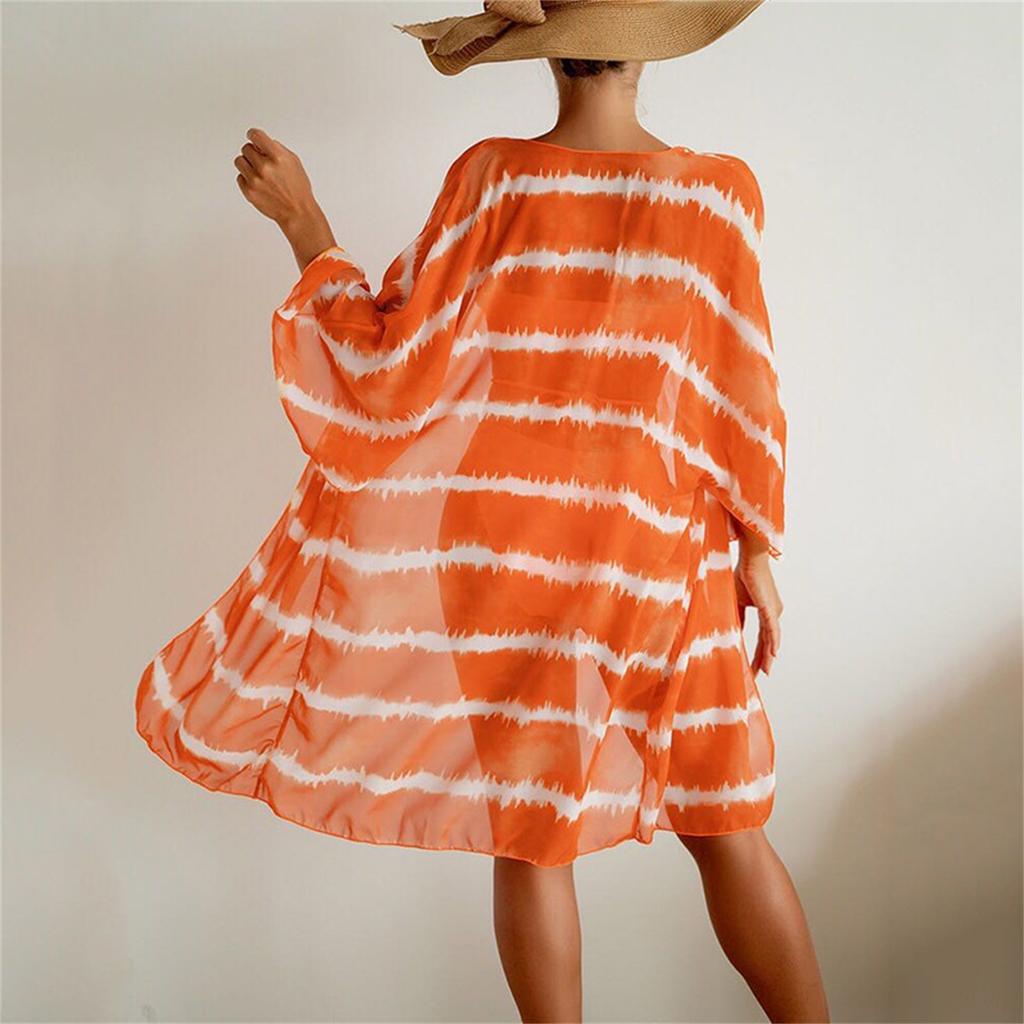 Women's Fashion Swimwear Three Piece Set Bandeau Bikini with Chiffon Cover Up Beachwear Summer Swim Suit