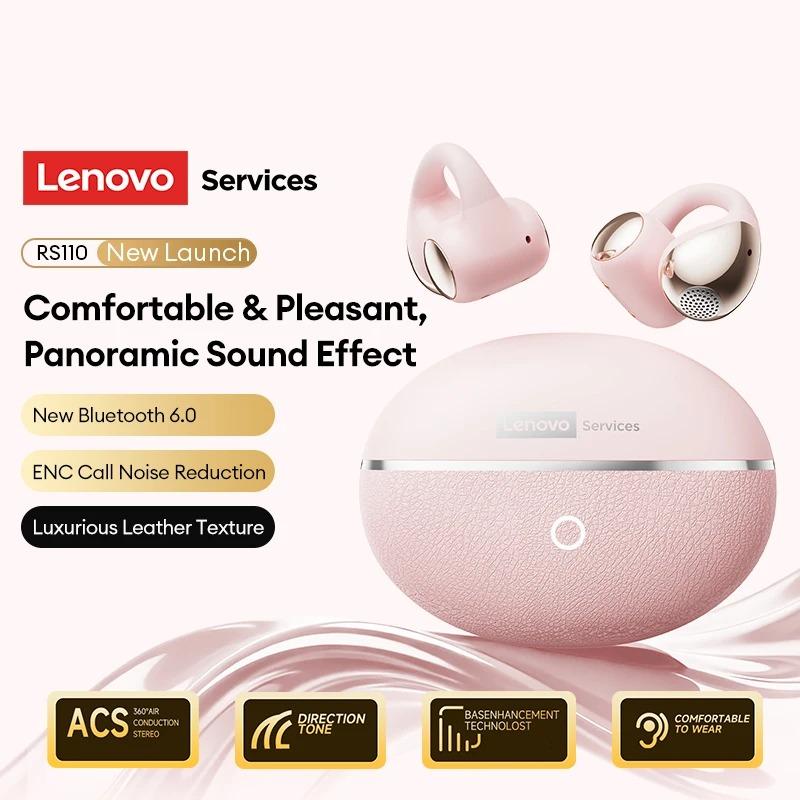 Original Lenovo RS110 OWS Open-Ear Wireless Earbuds Clip On Bluetooth 6.0 Headphones Gaming Music Earphones IPX4 ENC Call Noise Cancellation