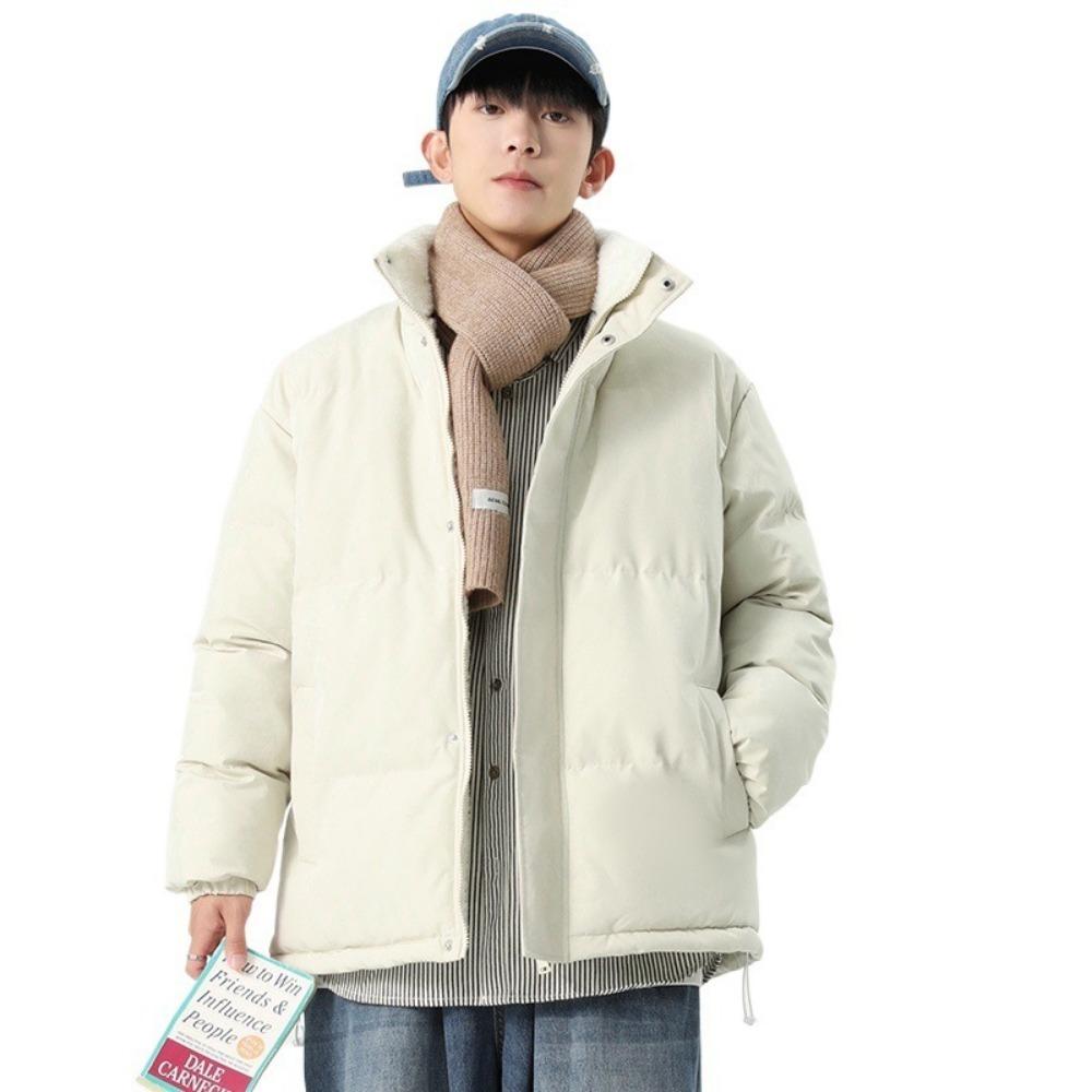 Solid Color Thickened Warm Stand-up Collar Sheepskin Thick Warm Casual Loose Cotton-padded Clothes for Men and Women