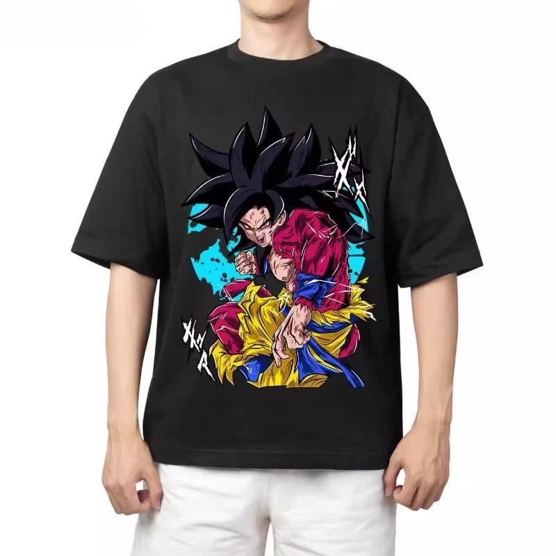 Mens Retro American Vintage Dragon Ball Print TShirt Loose Large Size Short Sleeve Pure Cotton Fashion 2026 GYM Style