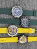 2025 Century BN Men's Quartz Chronograph Watch with Leather Strap and Euro Gear Ring Rubber Wristband