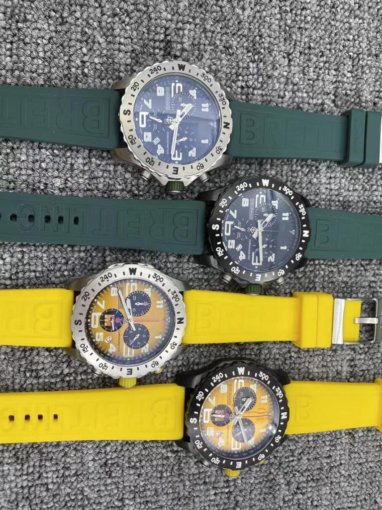 2025 Century BN Men's Quartz Chronograph Watch with Leather Strap and Euro Gear Ring Rubber Wristband