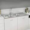 Vidaxl Double Bowl Kitchen Sink, Silver, 1200X500X155 Mm, Steel