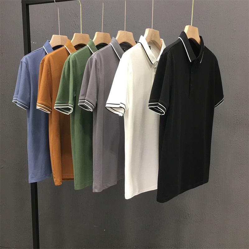 Summer Ice Silk Short Sleeve Polo Shirt For Men Contrast Trim Collar Business Casual Breathable And Quick-dry Cross-border Hot Sale
