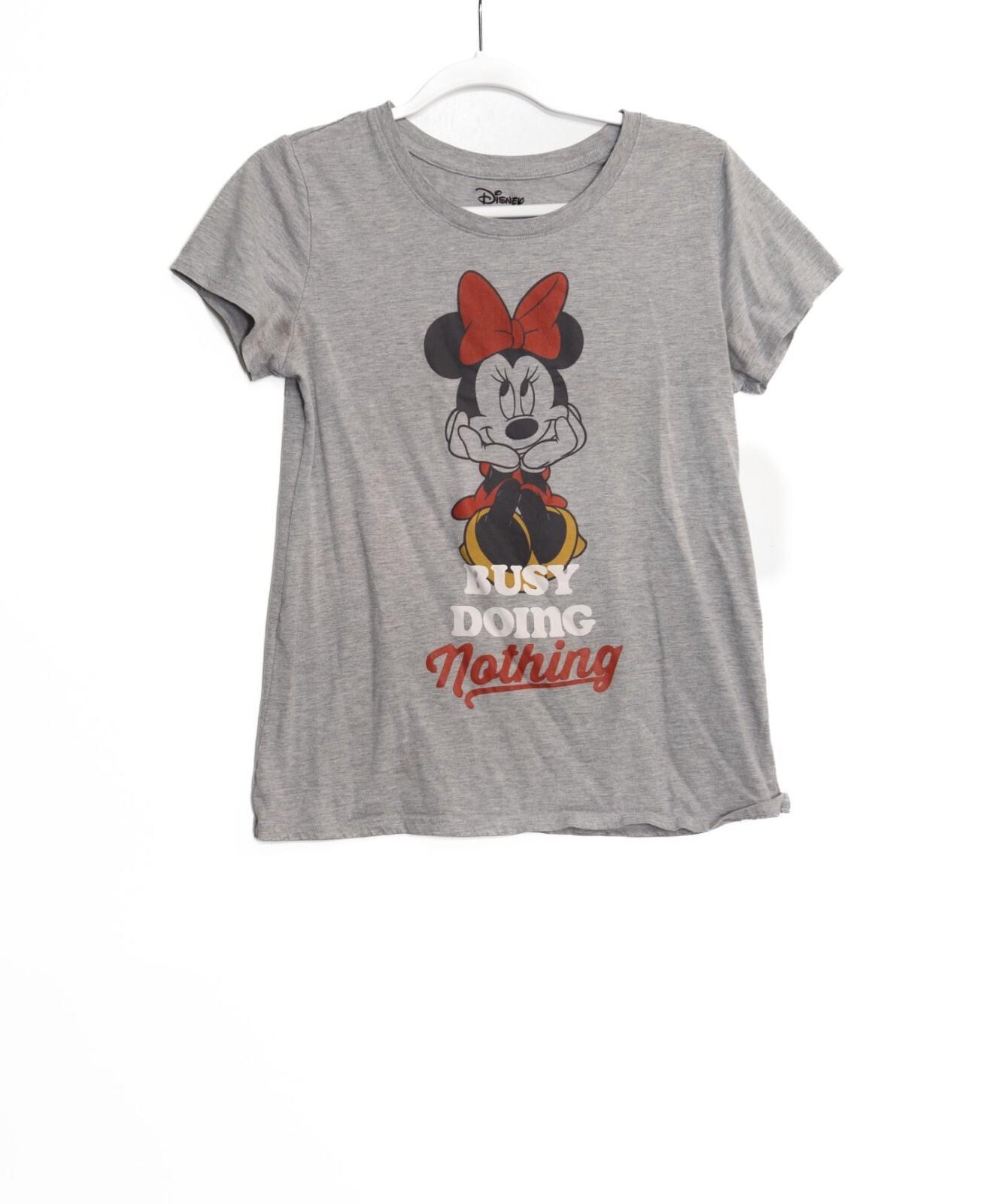 Disney Minnie Mouse Busy Doing Nothing Graphic Gray T-Shirt Size S XXXL